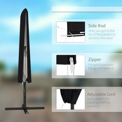 Outsunny Garden Parasol Cover, Outdoor Patio Umbrella Protector Weatherproof Garden Patio with Rod, Zipper for 2-4m Parasol, \'ce\'a660 x 160cm, Black