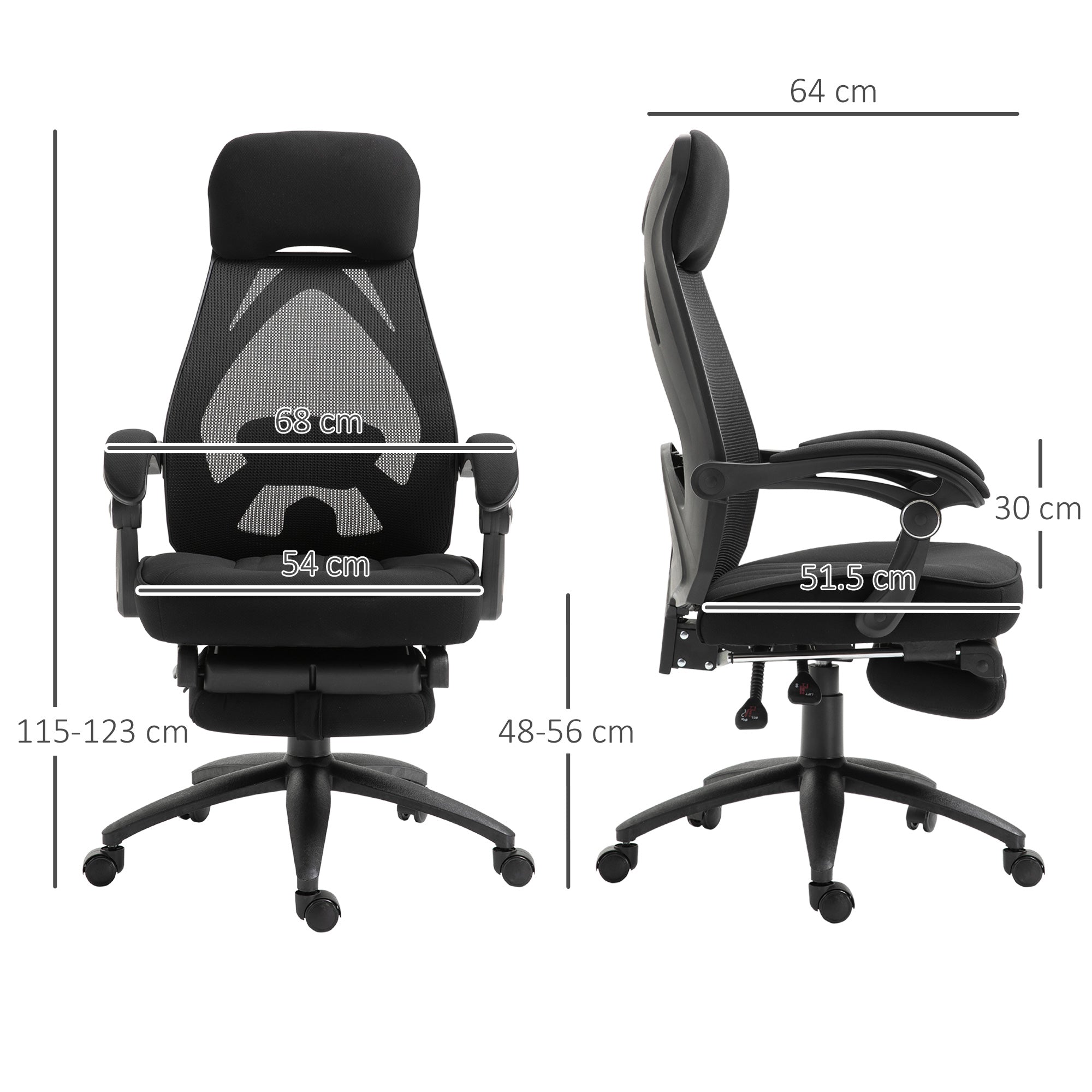 Vinsetto Office Chair with Footrest,High Back Swivel Desk Chair with Adjustable Height and Headrest for Home Office, Black 
