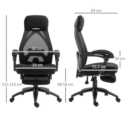 Vinsetto Office Chair with Footrest,High Back Swivel Desk Chair with Adjustable Height and Headrest for Home Office, Black 
