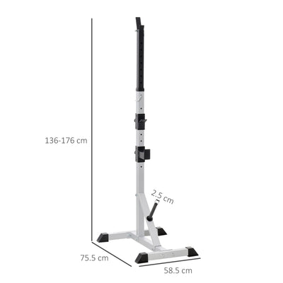 HOMCOM Weights Bar Barbell Rack Squat Stand Adjustable Portable Weight Lifting Max Load 200kg, Suitable For Home Gym Training Work Out 