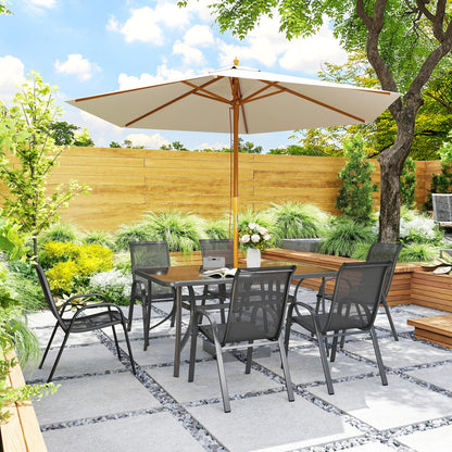 Outsunny Seven-Piece Outdoor Dining Set - Charcoal Grey 