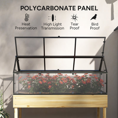 Outsunny 60 x 120cm Raised Garden Bed with Wooden Base - Natural 