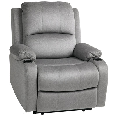 HOMCOM Microfibre Manual Reclining Armchair, with Footrest - Grey 