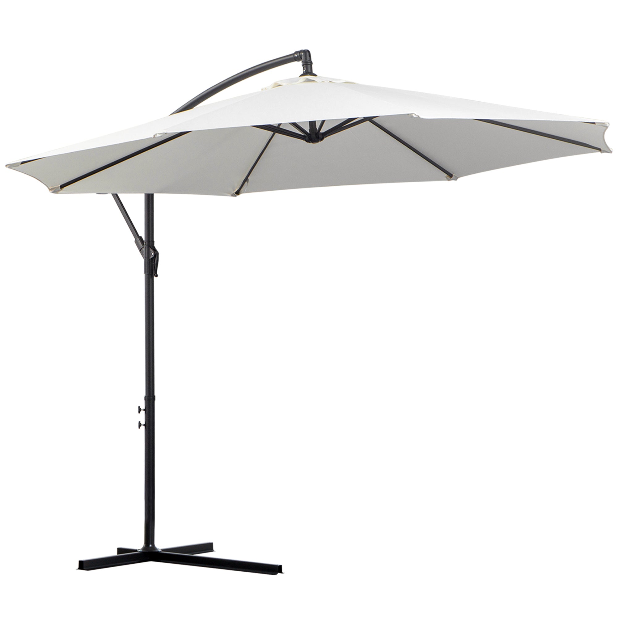Outsunny 3M Banana Umbrella Parasol-Cream White 