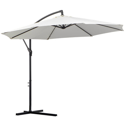 Outsunny 3M Banana Umbrella Parasol-Cream White 