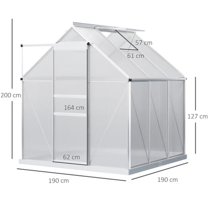 Outsunny 190 x 190cm Walk-In Polycarbonate Greenhouse 