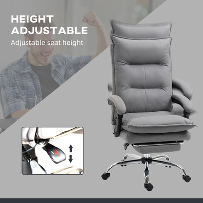 Vinsetto Massage Office Chair with Footrest, Desk Chair with 6 Point Massage and Heat, 155\'c2\'b0 Reclining Back for Home, Thick Padding, Grey