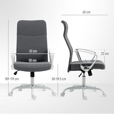 HOMCOM Fabric High Back Office Chair - Grey 