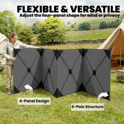 Outsunny Camping Windbreak Pop Up Windbreaker Blocker with Ropes Pegs for Beach Caravan Outdoor 480 x 120 cm 