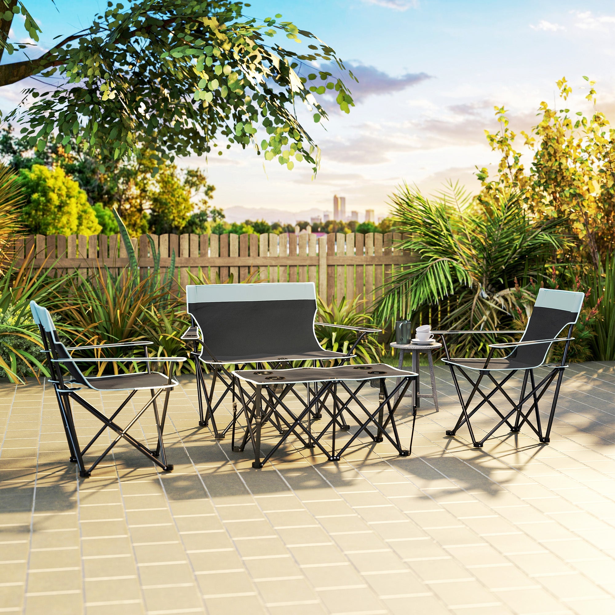 Outsunny Four-Piece Portable Picnic Table Set - Grey 