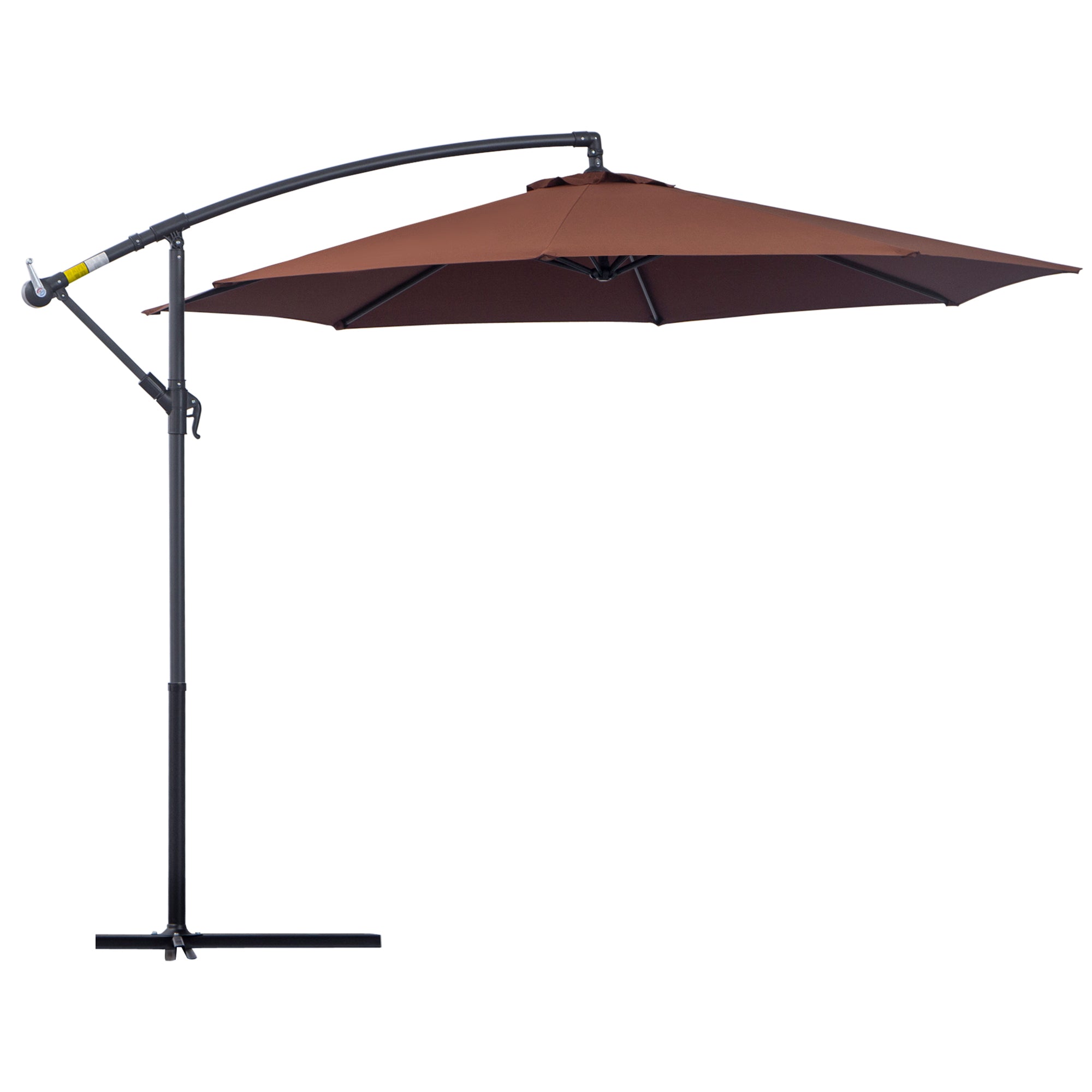Outsunny Φ3m Hanging Umbrella Parasol-Coffee 