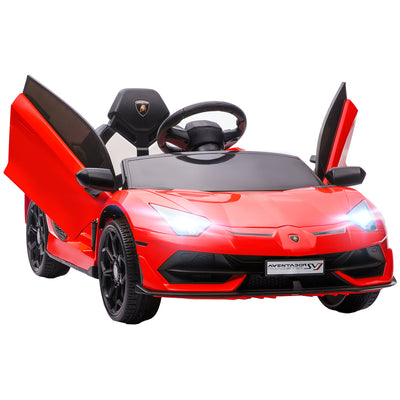 HOMCOM Lamborghini Licensed 12V kids Electric Car w/ Butterfly Doors, Remote, Music, Horn, Suspension - Red 