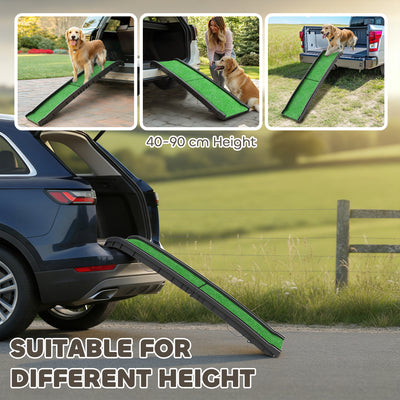 PawHut Foldable Dog Ramp with Artificial Anti-slip Surface, Portable & Lightweight, for Cars, Home, 155 x 38.5 x 15.5 cm 