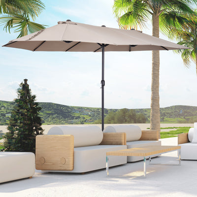 Outsunny 4.6m Double-Sided Patio Parasol Sun Umbrella-Tan 