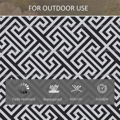 Outsunny 182 x 274 cm(6x9ft) Outdoor Rug Reversible Mat Plastic Straw Rug Portable RV Camping Mat for Garden Deck Picnic Indoor, Black & White 