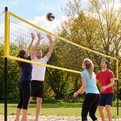 SPORTNOW Portable Volleyball Net Set with Adjustable Height Steel Poles, Volleyball, Boundary Line and Carrying Bag for Beach 