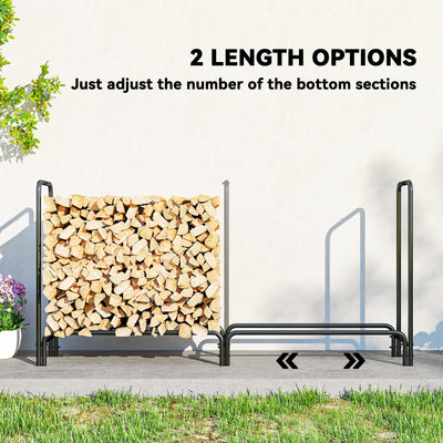Outsunny Firewood Rack with Waterproof Cover, Heavy Duty Metal Log Store Indoors, Log Storage Holder for Outdoor Indoor Fireplace, 200 x 36 x 99 cm, Dark Green 