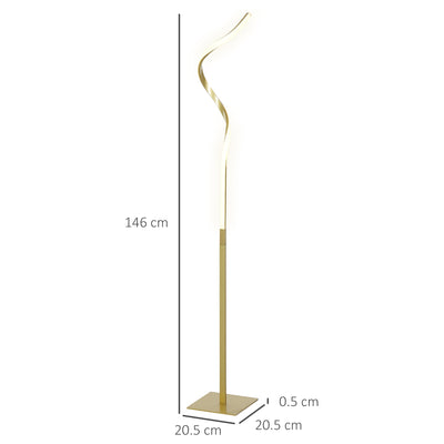 HOMCOM LED Floor Lamp with 3 Adjustable Brightness, Modern Standing Lamp with Foot Switch for Bedroom, Living Room, Gold Tone 