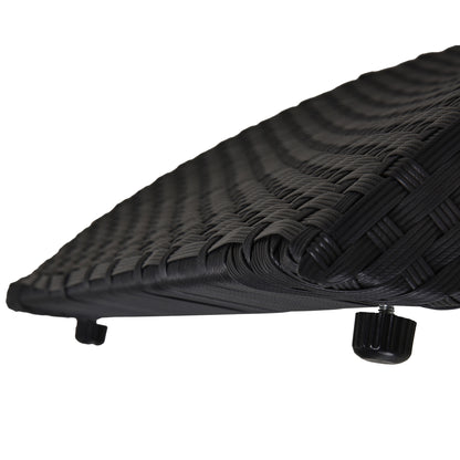 Outsunny Outdoor Foldable PE Rattan Sun Lounger with Soft Padded Cushion, Ergonomic Curved Design Sun Bed for Balcony, Garden, Black 