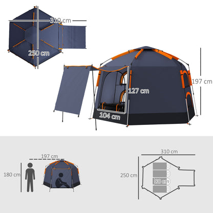 Outsunny Automatic Pop Up Camping Tent, Instant Setup 2-4 Man Tent with Mesh Windows, Waterproof & UV Protection Portable Dome Tent with Carrying Bag for Camping, Hiking, Backpacking, Dark Grey 