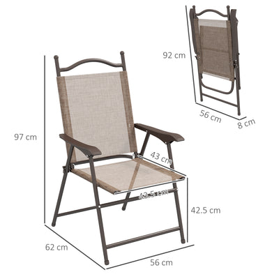 Outsunny Set of Two Folding Garden Chairs, with Fabric Mesh Seats - Mixed Brown 