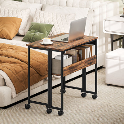 HOMCOM 80 cm Drop Leaf Writing Work Desk - Rustic Brown 