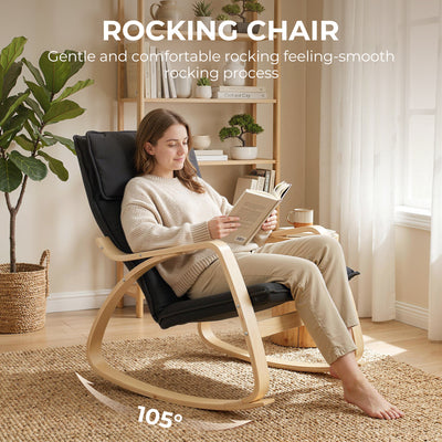 HOMCOM Lounge Chair, Comfortable Relax Rocking Chair with Headrest, 67W x 92D x 89H cm, Black 