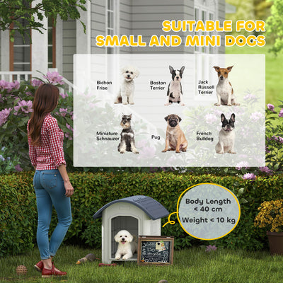 PawHut Outdoor Dog Kennel, Plastic Dog House with Removable Floor, Waterproof Roof, Raised Floor, 71 x 60 x 63 cm 