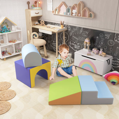 HOMCOM 4-Piece Soft Play Set for Toddlers, Multicoloured 