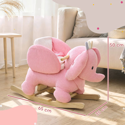 AIYAPLAY Kids Rocking Horse, Baby Ride on Elephant Rocker with Safety Belt and Sound for Toddlers 18 to 36 Months, Pink 