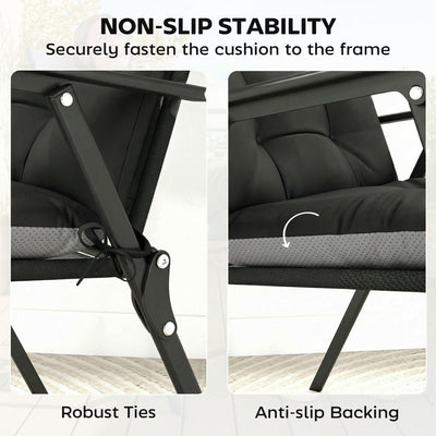 Outsunny Patio Chair Cushions Set of 4, Waterproof Non-Slip Lounge Chair Cushions, 112x53cm, Black 