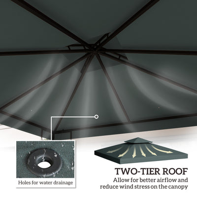 Outsunny Gazebo Roof Replacement, for 3 x 3(m) Frames - Grey 