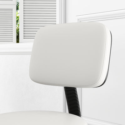 HOMCOM Beautician's Swivel Salon Chair w/ Padded Seat Back 5 Wheels Adjustable Height Salon Hairdressers Tattoo Spa Rolling Cushion Professional 48cm White 
