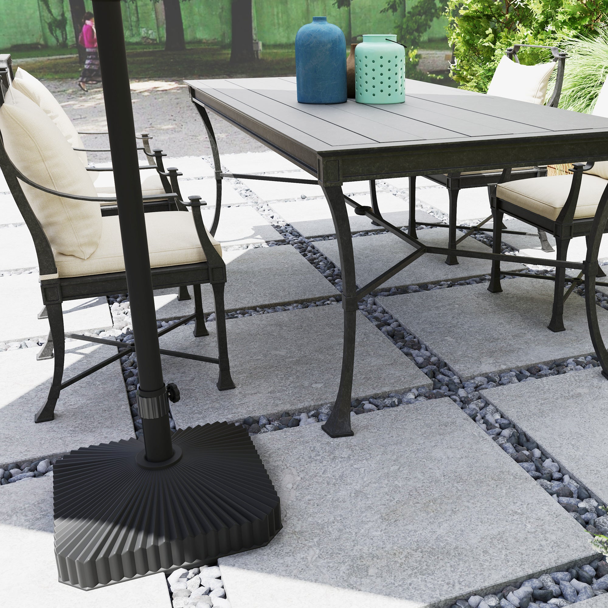 Outsunny Patio Umbrella Stand, Heavy Duty Outdoor Parasol Base, Sand/Water Filled, Black 
