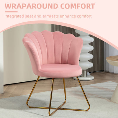 HOMCOM Velvet-Feel Lotus Petal Accent Chair - Pink 