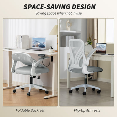 HOMCOM Mesh Office Chair with Foldable Backrest - Light Grey 