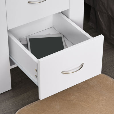 HOMCOM Bedside Table with 2 Drawers, Nightstand with Handles and Elevated Base, Side Table for Bedroom, Living Room, Set of 2, White 