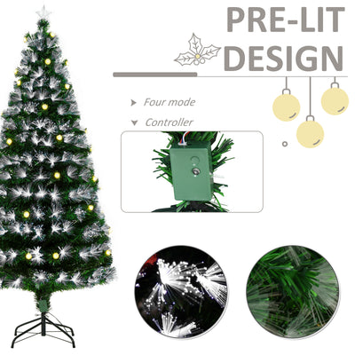HOMCOM 6ft White Light Artificial Christmas Tree w/ 230 LEDs Star Topper Tri-Base Full Bodied Seasonal Decoration Pre-Lit Home 