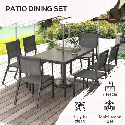 Outsunny Seven-Piece Steel Dining Set, with Aluminium-Top Table 