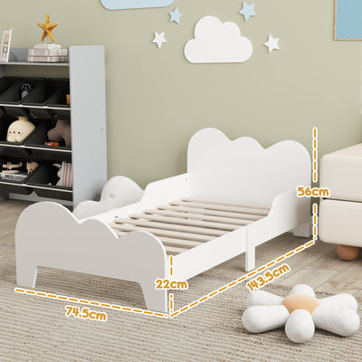 AIYAPLAY Cloud-Themed Toddler Bed Frame with Safety Rails, 143.5 x 74.5 x 56cm 