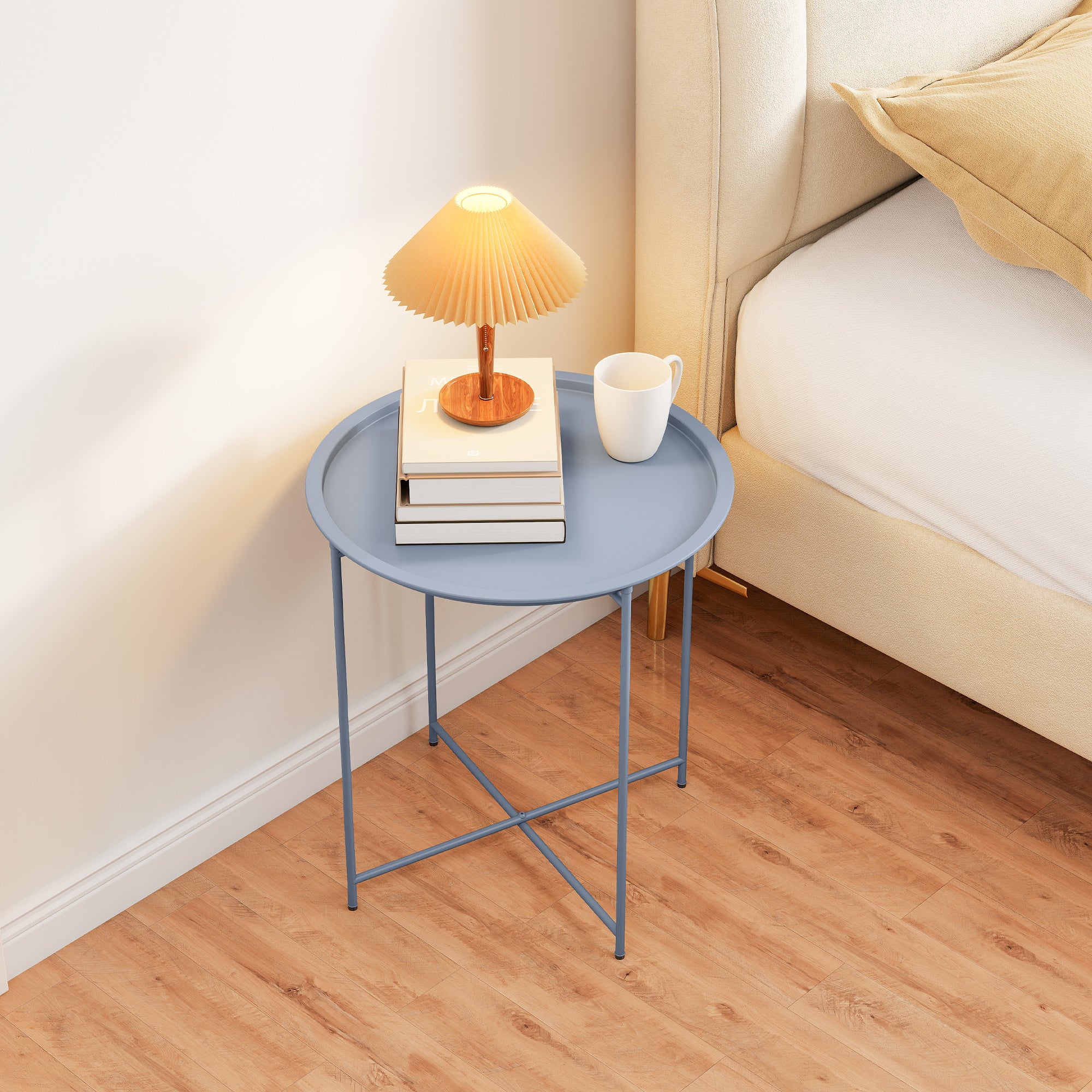 Outsunny Steel Removable Tray Top Garden Table - Blue Grey 