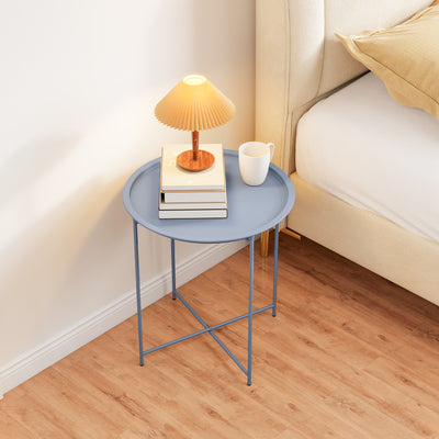 Outsunny Steel Removable Tray Top Garden Table - Blue Grey 