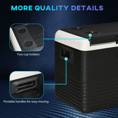 Outsunny 40L Car Refrigerator, Portable Compressor Car Fridge Freezer, Electric Cooler Box with 12/24V DC and 110-240V AC for Camping, Driving, Picnic, Down to -20\'e2\'84\'83 