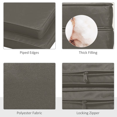 Outsunny Set of 2 Garden Chair Cushions with Ties, 45 x 45 cm Replacement Cushions for Outdoor Furniture, Dark Grey 