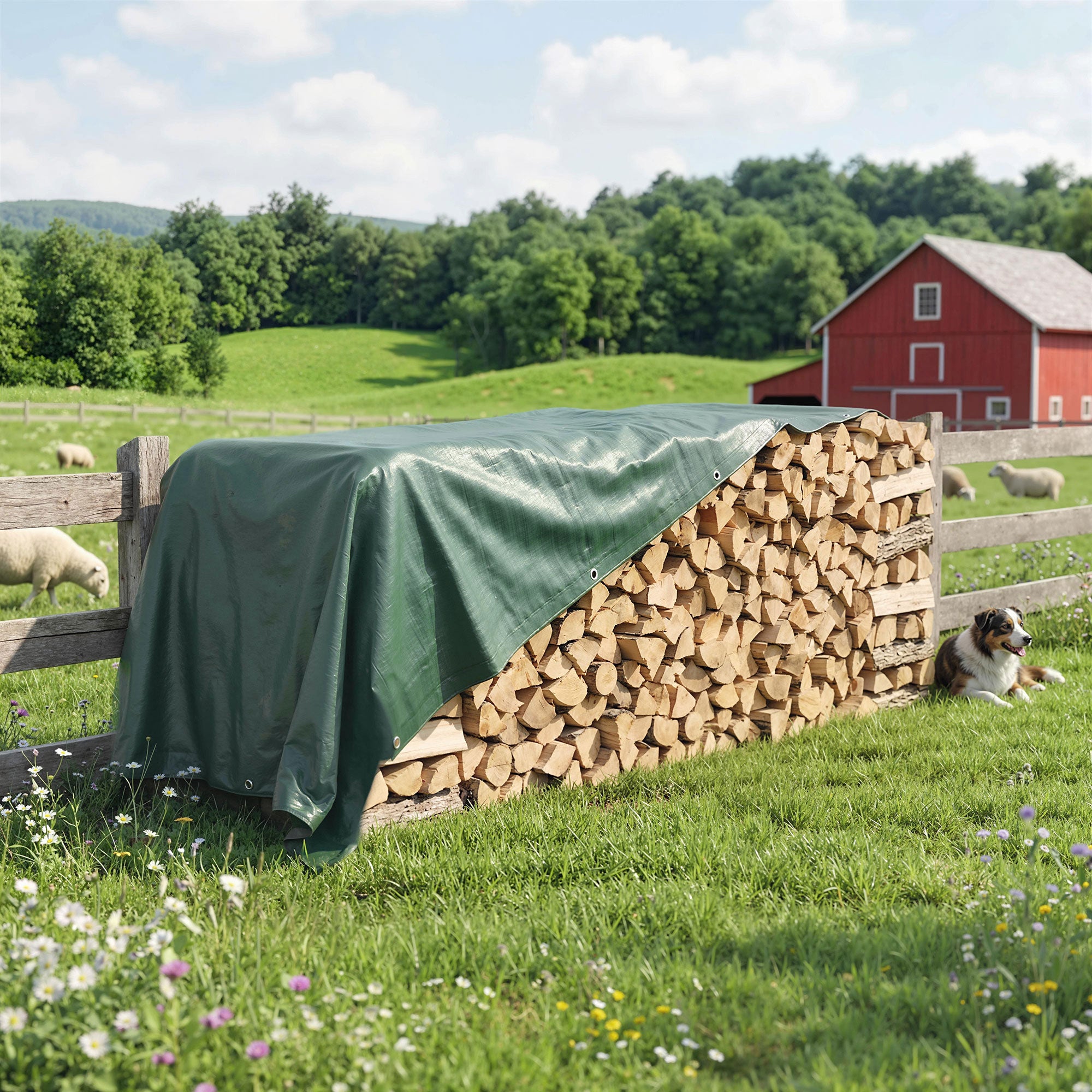 Outsunny 4 x 6m Waterproof Tarpaulin, 90GSM Tear-Resistant PE Tarp with Reinforced Grommets, UV Protected Cover 