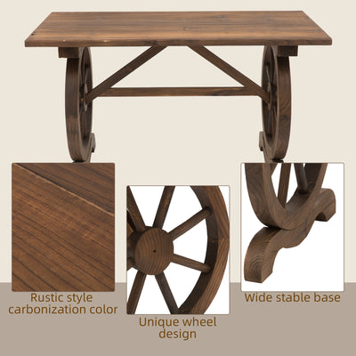 Outsunny Outdoor Garden Coffee Table Dinning Table Patio Display Desk Natural Fir Wood Water-Resistant 