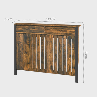 HOMCOM 93 x 119cm Rustic-Look Radiator Cover - Brown/Black 
