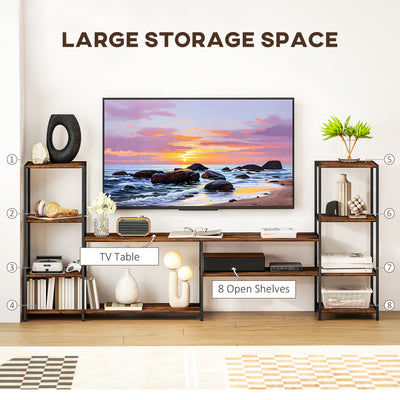 HOMCOM TV Unit for TVs up to 60 Inches, Industrial TV Stand with Storage Shelves, Entertainment Centre for Living Room, Bedroom 