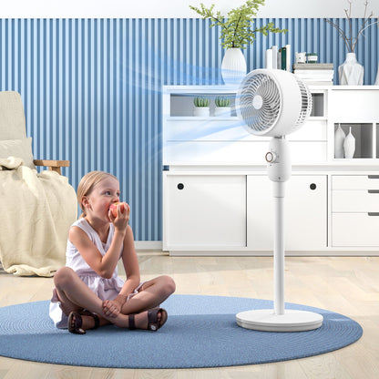 HOMCOM Pedestal Fan, Powerful Air Circulator, 12 Inch Floor Standing Fan with 3 Speed Settings, Oscillating Function for Bedroom, Home and Office, White 