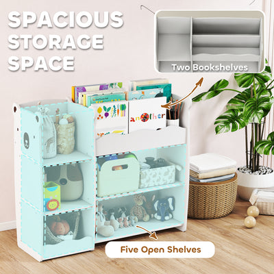 AIYAPLAY Kids Toy Storage Unit, Bear Design Kids Bookshelf and Toy Organiser, for Bedroom, Nursery, Playroom, White 